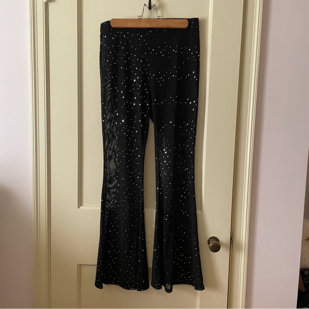 Rhinestone Mesh Pants
